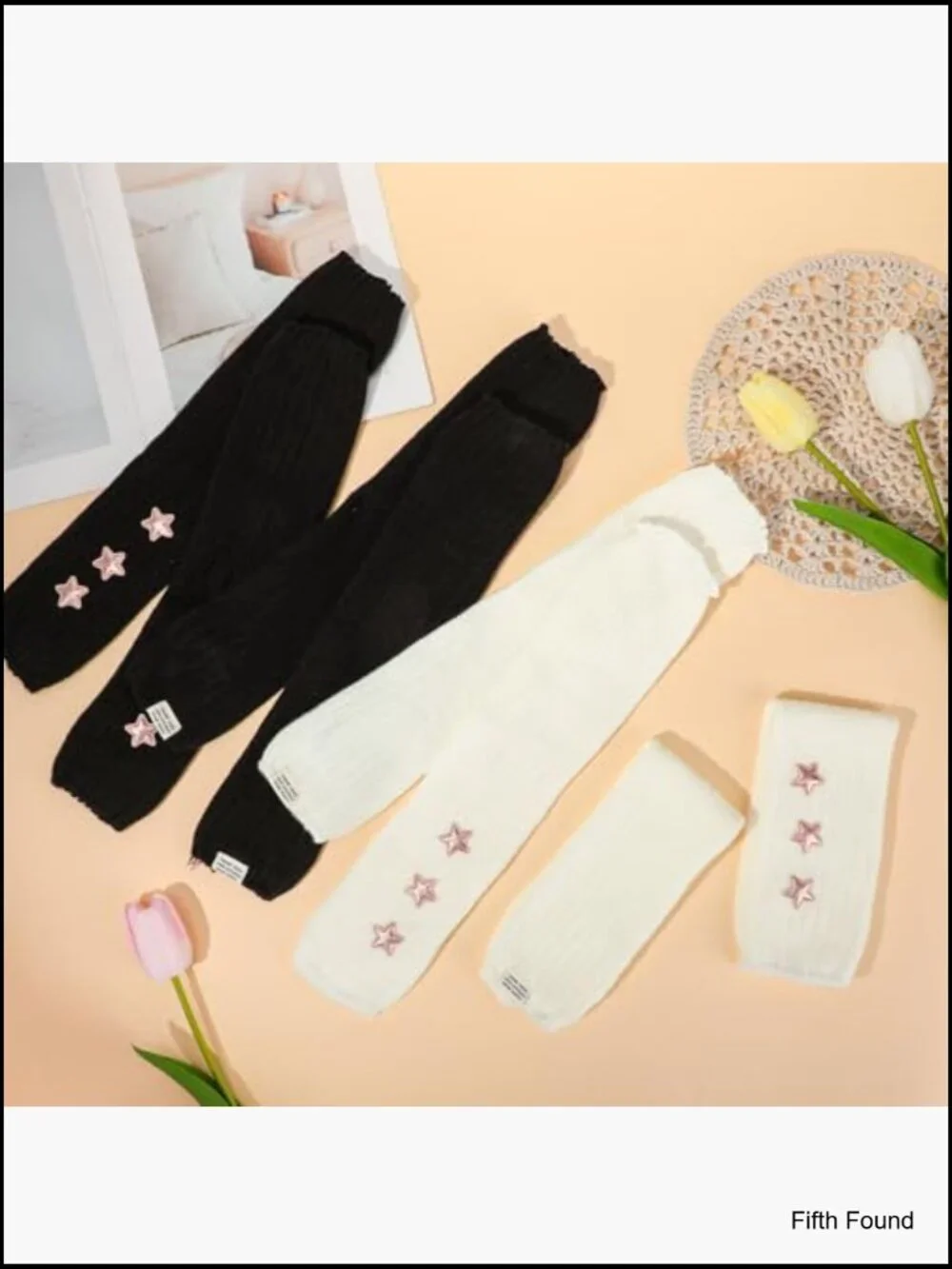 4 Pairs Fingerless Gloves Arm Warmers Y2K Long Knit with Thumb Hole